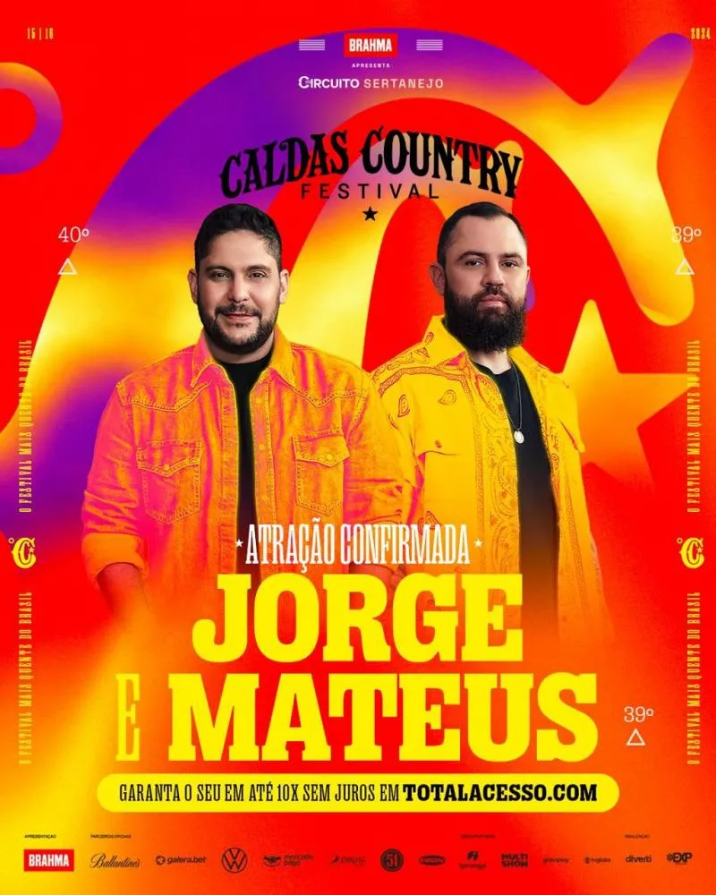 Caldas Country Festival 2024 anuncia primeiras atrações da 17ª edição com Jorge & Mateus e presença inédita de Murilo Huff e abre venda de ingressos