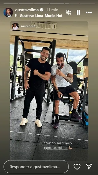 “Treinão sertanejo”: Murilo Huff e Gusttavo Lima posaram juntos em academia
