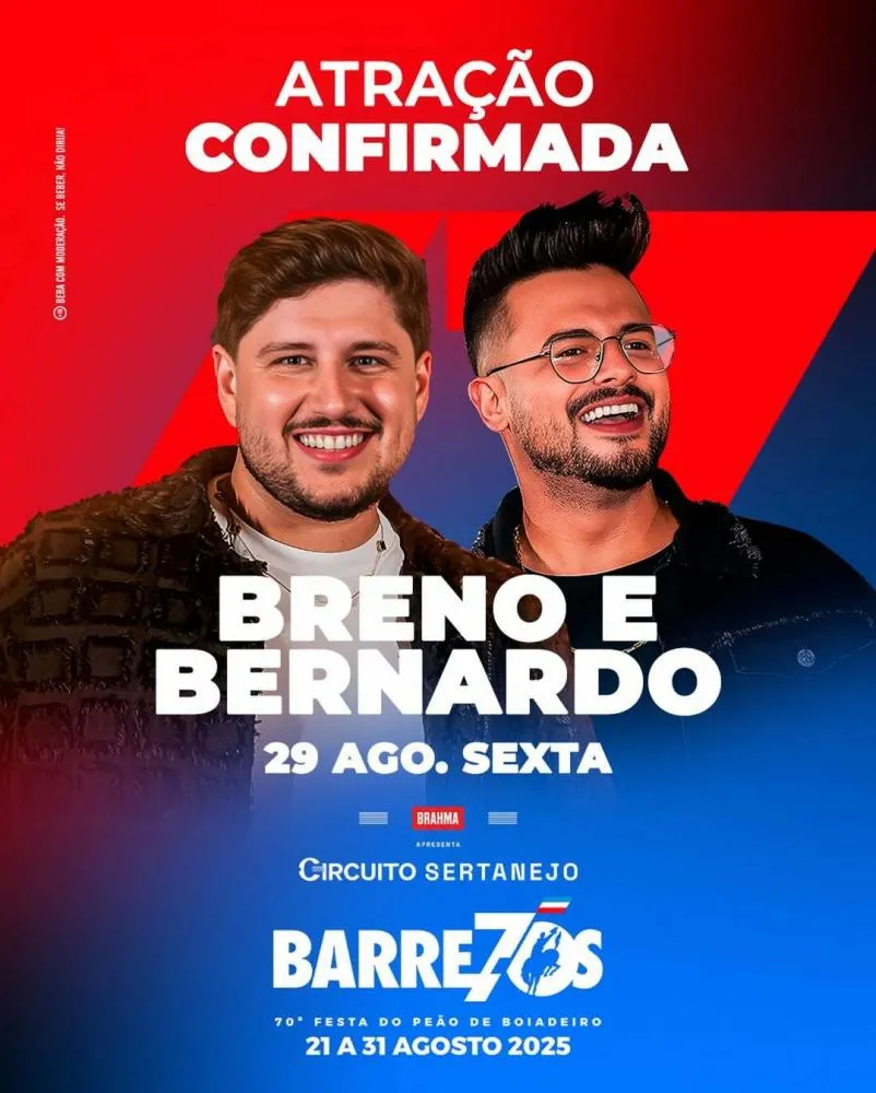 Breno & Bernardo estão confirmados na 70ª edição da Festa do Peão de Barretos